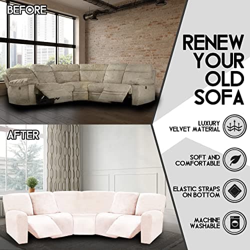 ULTICOR Ivory L Shape 5 Seat Recliner Sofa Cover