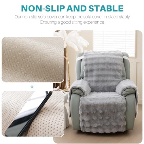 LiveGo Thick Quilted Slipcover for 23 Inch Recliner Chair (Light Gray)