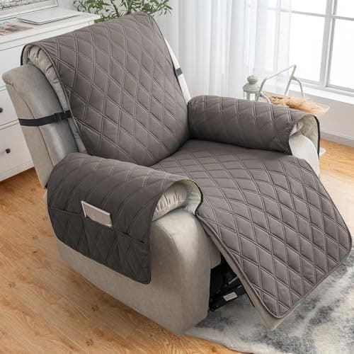 100% Waterproof Recliner Chair Cover with Elastic Band (Khaki, 28")