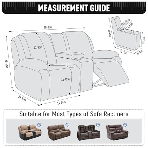 TAOCOCO Stretch Reclining Loveseat Cover, Black Jacquard Pattern