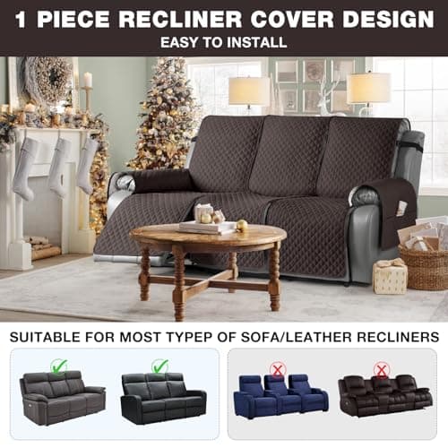 TAOCOCO Chocolate Washable 3 Seater Recliner Sofa Slipcover
