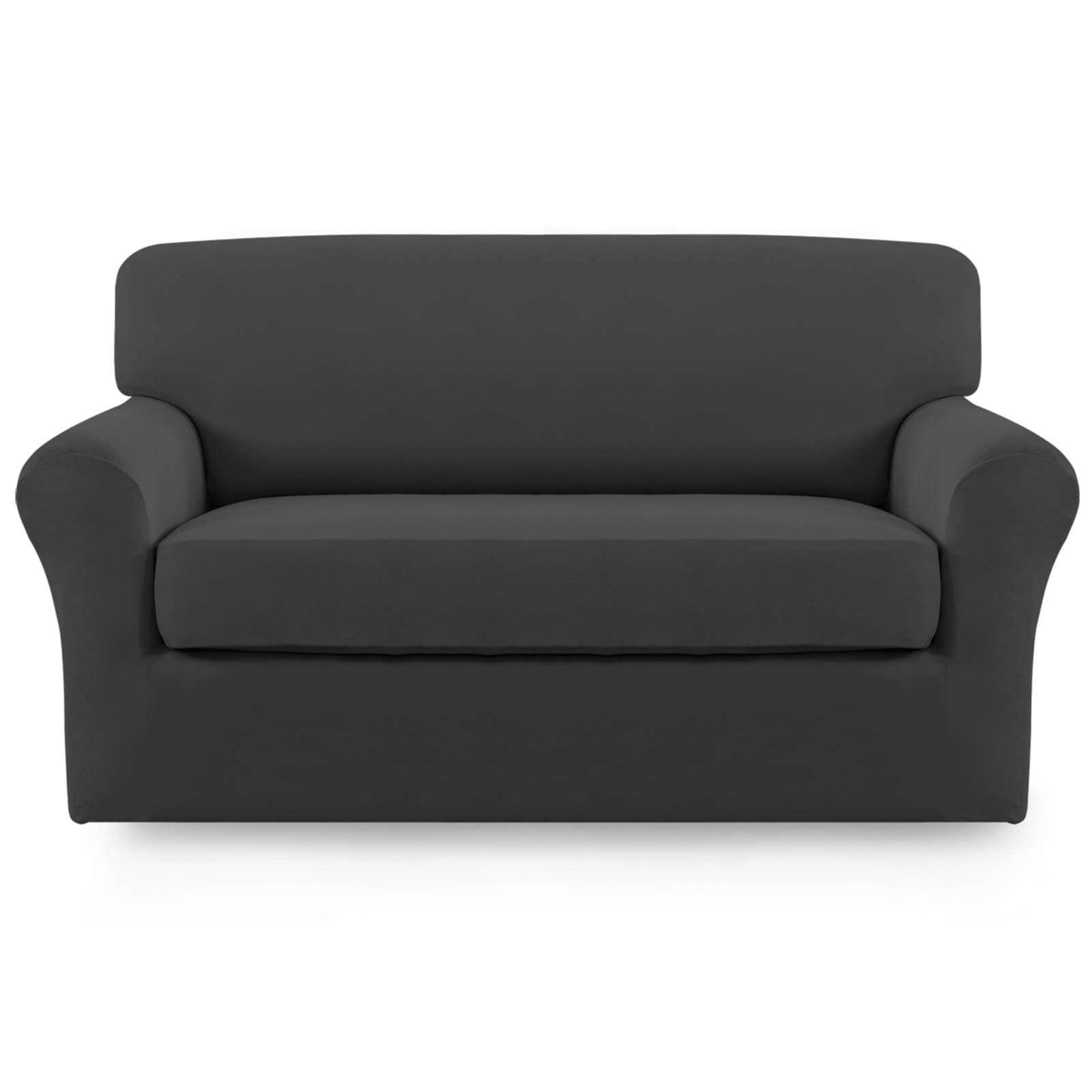 Easy-Going Dark Gray Spandex Microfiber Sofa Slipcover – Kids & Pet Friendly Elastic Bottom