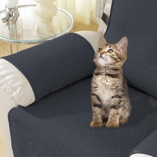 Easehomey Waterproof Recliner Chair Cover, Non-Slip, Elastic Straps, Two Pockets, Washable (Dark Grey, 23.6")
