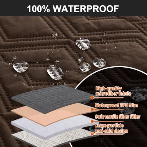 Genina Waterproof Recliner Sofa Cover, 3 Seater (Chocolate)
