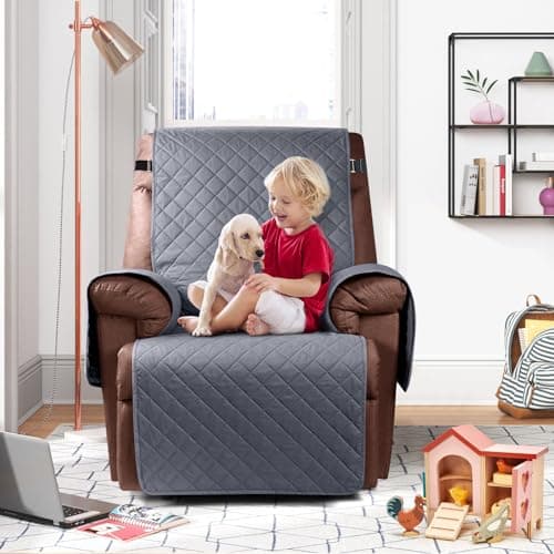 KinCam 100% Waterproof Recliner Chair Cover, Dark Gray