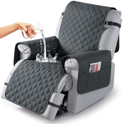 TAOCOCO 100% Waterproof Recliner Cover, Pet & Kids Washable, Dark Gray — Smoke Gray