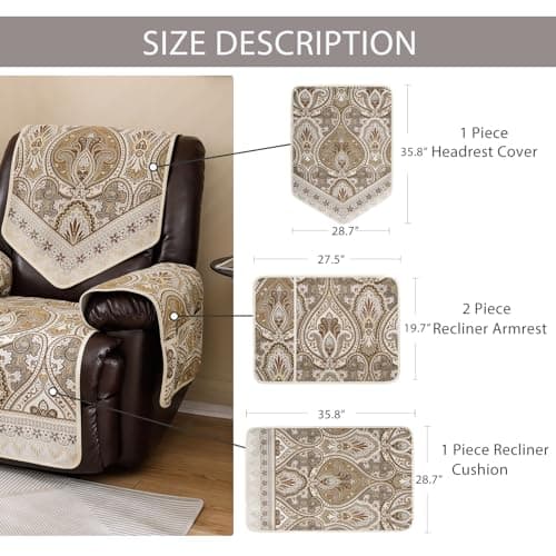 LUFEIJIASHI Non-Slip Waterproof Recliner Covers for Leather Electric Chairs (FLKF-Beige)