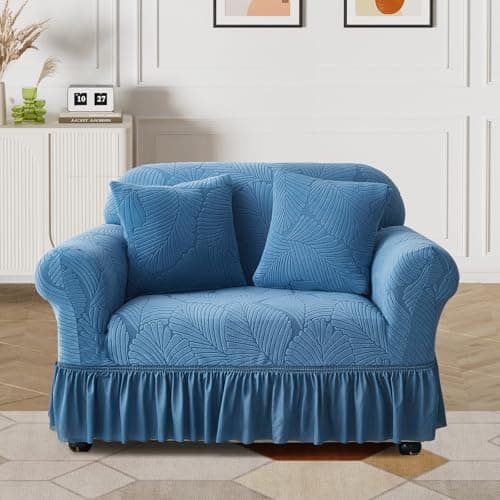 WONGS BEDDING Stretch Velvet Sofa Slipcover, Dark Gray, Pet Friendly — Classic Blue