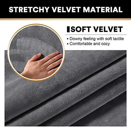 PrinceDeco Grey Velvet Loveseat Cover, Washable, Up to 72" Wide