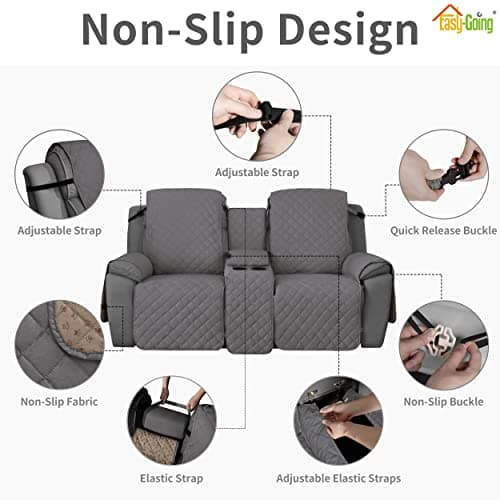 Water Resistant 2-Piece Gray Dog Cover for Non-Slip Loveseat Recliner Sofa