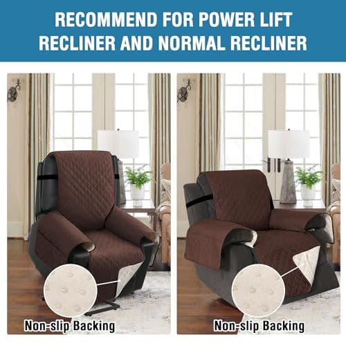 H.VERSAILTEX 100% Waterproof Power Lift Recliner Chair Cover, Brown
