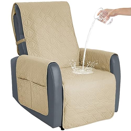 Ivory Non-Slip Recliner Chair Cover for 23inch Couch with Straps — Beige