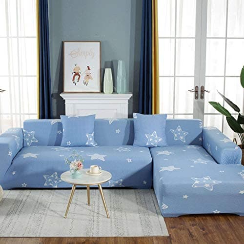 IMYOGI High Stretch L-Shape Sofa Covers + Pillow Covers, 2pcs Polyester Fabric, 3+4 Seater — D