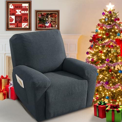 JIVINER Stretch Recliner Chair Covers, Dark Gray, 4 Piece Set