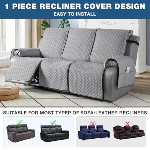 TAOCOCO 3 Seater Light Gray Recliner Sofa Slipcover