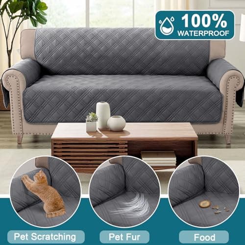 Turquoize Waterproof Couch Covers for 3 Cushion Couch, Gray
