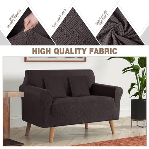 Ruaozz Universal Sofa Cover for 2 Cushion Couch, Chocolate