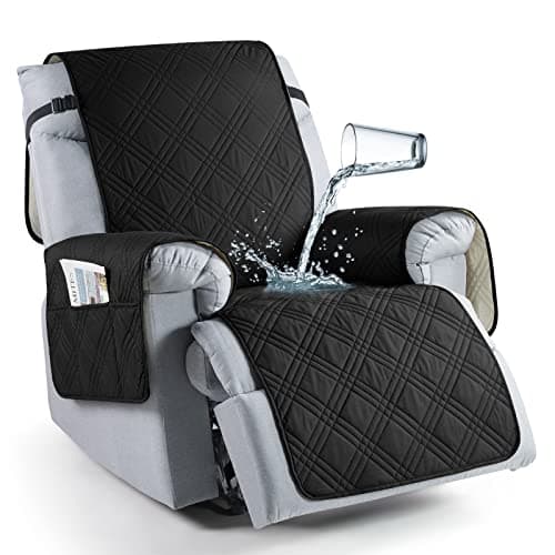 TAOCOCO 100% Waterproof Recliner Chair Cover, Non-Slip, Washable, Kids & Pet-Friendly — Black