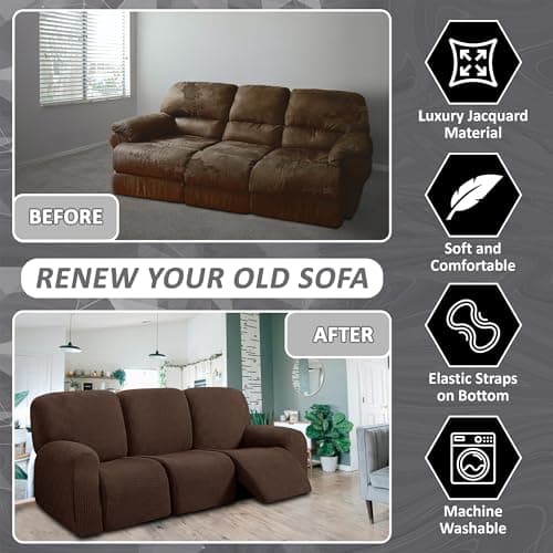 ULTICOR Chocolate Jacquard Recliner Sofa Covers (Style 4)