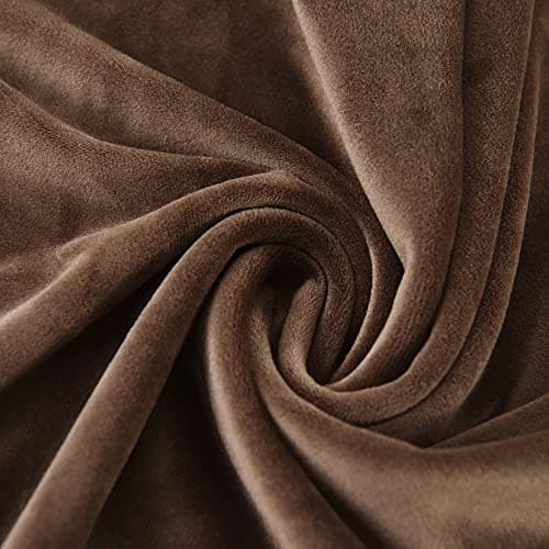 HFCNMY Stretch Velvet Recliner Cover, 4 Pieces, Thick, Elastic Bottom, Black — Coffee