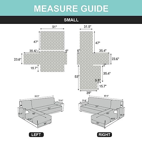 Genina Reversible Couch Covers for L-Shaped Sectional Sofas – Dark Gray, Small, Perfect for Pets and Kids
