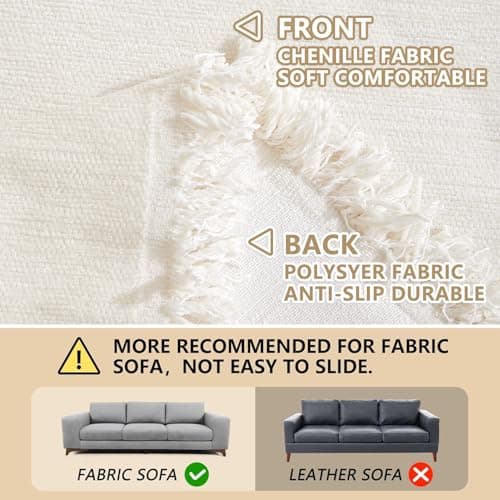 MEETSKY Beige Couch Cover for 3-Cushion Sofa PetProtective