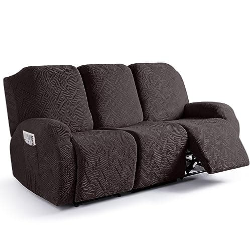 Ruaozz Chocolate 3-Seater Recliner Sofa Covers with Pockets