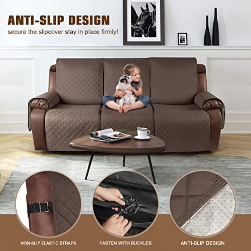 KinCam 100% Waterproof Recliner Couch Covers, Brown