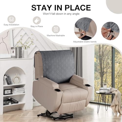 VANSOFY Dark Gray 100% Waterproof Dog Recliner Chair Cover