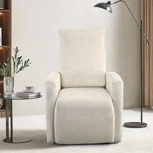 Jacquard Recliner Chair Cover, Light Beige, 4 Piece Set for Small Sofas