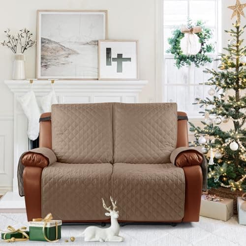Ruaozz Waterproof Recliner Sofa Cover for Kids, Dogs, Pets (Light Brown, 2 Seater)