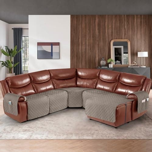 Ruaozz Khaki L-Shaped Recliner & Chaise Sofa Cover
