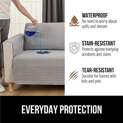 Gorilla Grip 50" Waterproof Slip-Resistant Loveseat Cover, Gray