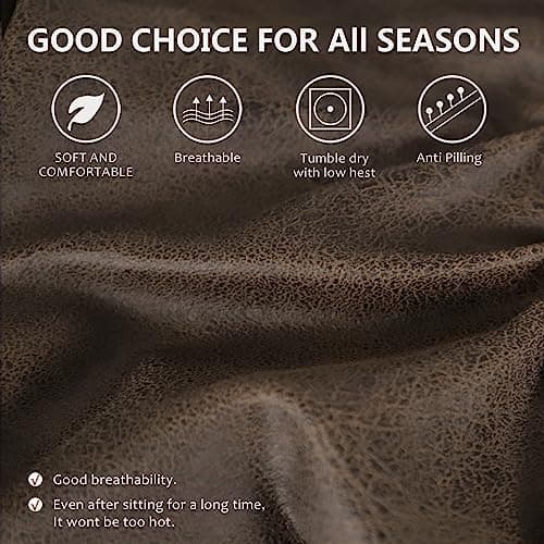 Brown Leather Look Loveseat Recliner Cover Set 6-Piece Washable Spandex Protector