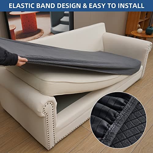 Eismodra Dark Gray Magic Stretch Couch Cover, 65-78 inches, L-Shaped Sofa Protector
