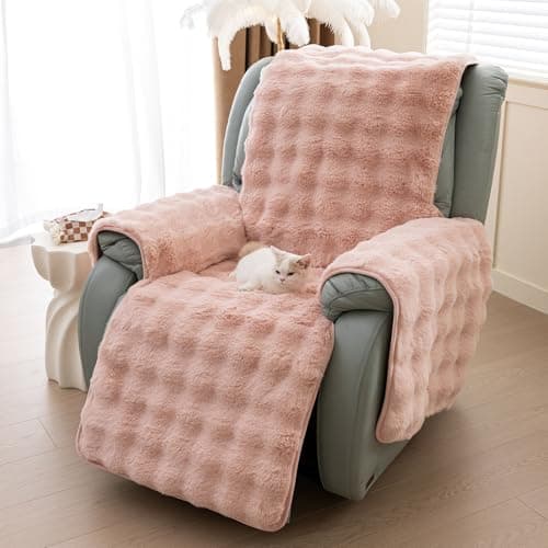 LiveGo Thick Rabbit Recliner Slipcover for 23 Inches Chair (Light Brown) — Pink