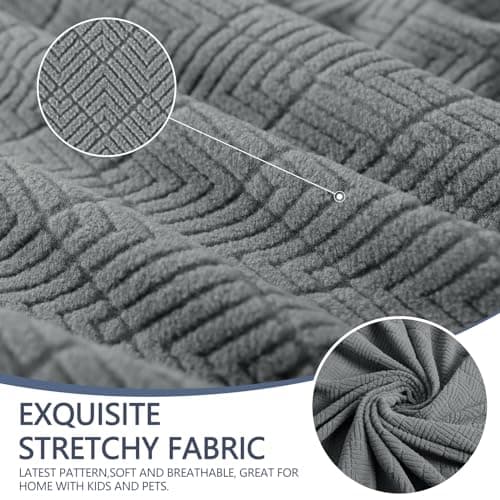 JIVINER Stretch Universal Couch Cover, Light Gray Rhomb, Large