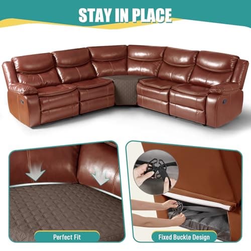 Ruaozz 100% Waterproof Recliner Corner Seat Couch Cover, Brown