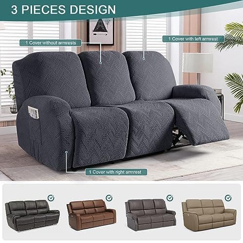 Ruaozz Dark Gray 3 Seater & Armless Chair Sofa Covers