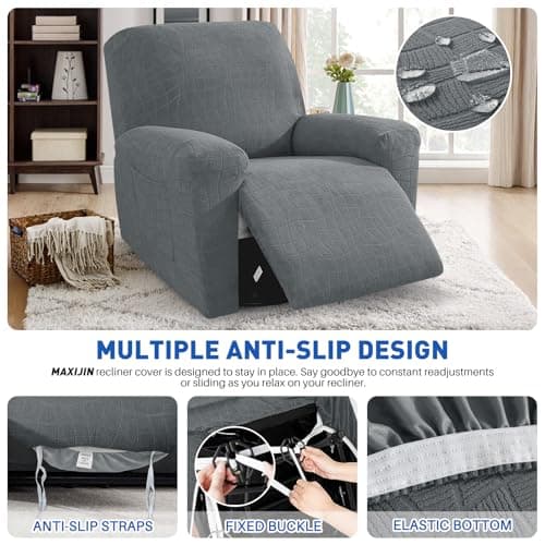 MAXIJIN Waterproof Recliner Chair Covers for Pet & Kids, Light Gray