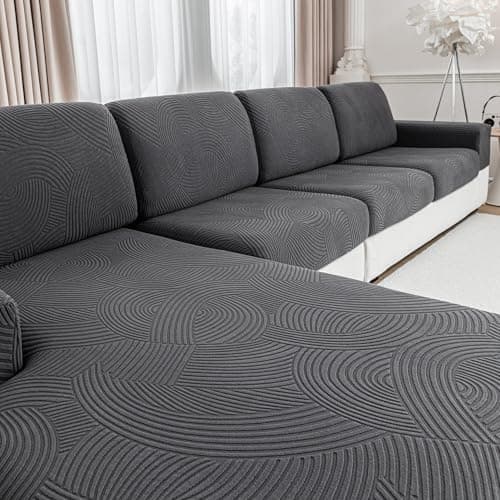 Stretchable Dark Gray Sofa Covers for Sectional and L-Shaped Couches