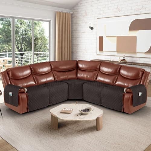 Ruaozz Chocolate L Shape 5 Seat Recliner Sectional Couch Cover