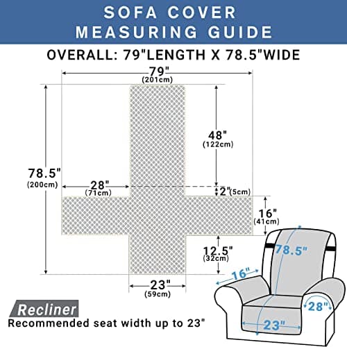 XINEAGE Dark Gray Water Resistant Recliner Cover for Pets and Kids