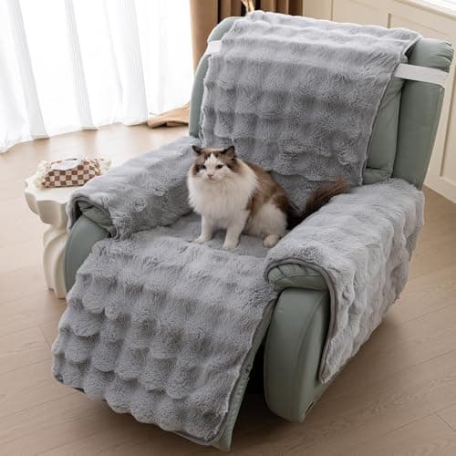 LiveGo Thick Rabbit Recliner Slipcover for 23 Inches Chair (Light Brown) — Light Gray