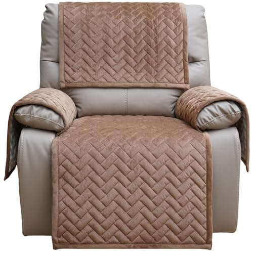 Light Brown Eismodra Recliner Chair Cover, Washable & Stays in Place — Light Brown