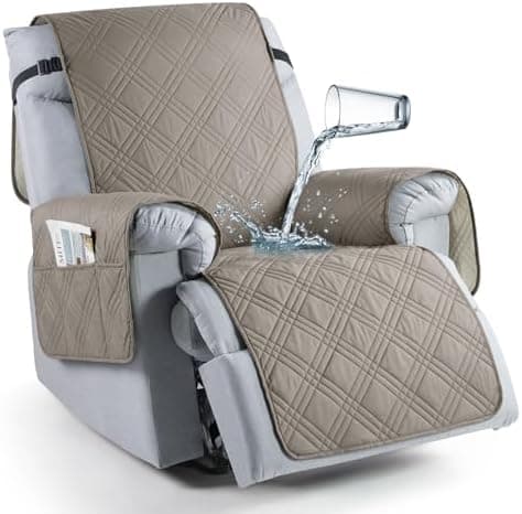 TAOCOCO 100% Waterproof Non Slip Covers for Recliner Chair with Pocket  
Best Non Slip Covers for Recliner Chairs with Pockets for Kids and Pets (2|6")  
Washable 100% Waterproof Recliner Chair Protector for Kids and Pets, OEKO-TEX Certified (2|6", C