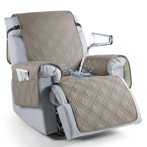 TAOCOCO 100% Waterproof Recliner Chair Cover, Non-Slip, Washable, Kids & Pet-Friendly — Light Brown