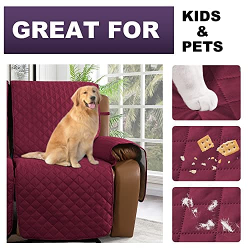 MeilleMaison Non-Slip Recliner Sofa Cover for 2 Seater Couch (Wine/Tan)