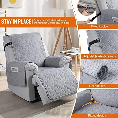 VANSOFY 100% Waterproof Dog Chair Cover, Light Gray, 23.6"