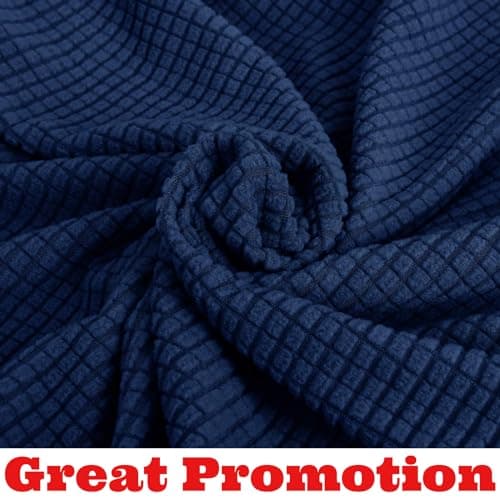 ZNSAYOTX Universal Sofa Cover for Living Room Dogs Pet Friendly Spandex Slipcover with Anti-Slip Foam Sticks (Light Grey — Navy Blue
